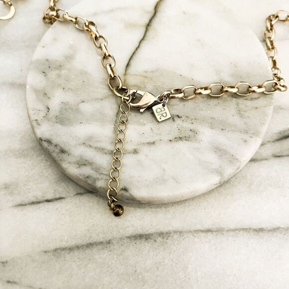Banana Republic Necklace Pearl Gold Toned Chain Link Long Sophisticated Preppy - Picture 3 of 4